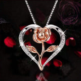 Collier élégant en forme de coeur pour femme avec rose