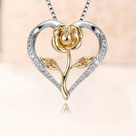 Collier élégant en forme de coeur pour femme avec rose