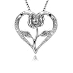 Collier élégant en forme de coeur pour femme avec rose