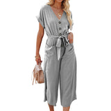 Combinaison décontractée à col en V