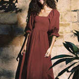 Robe bandeau à manches lanterne