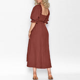 Robe bandeau à manches lanterne