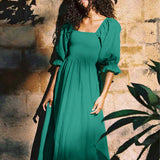 Robe bandeau à manches lanterne