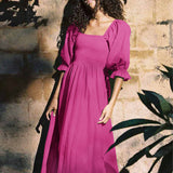 Robe bandeau à manches lanterne