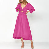 Robe bandeau à manches lanterne