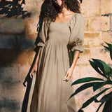 Robe bandeau à manches lanterne