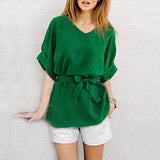 Chemise femme col V et manches poupée en lin