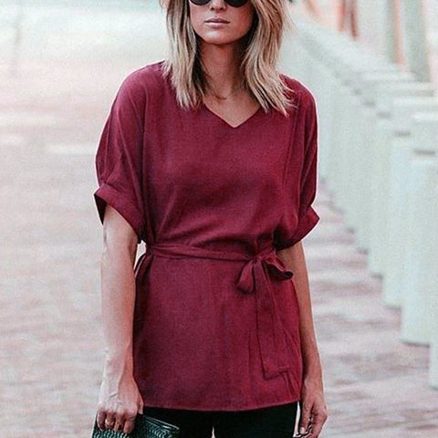 Chemise femme col V et manches poupée en lin