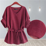Chemise femme col V et manches poupée en lin