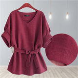 Chemise femme col V et manches poupée en lin