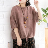 Chemise chauve-souris décontractée pour femme à encolure ronde