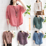 Chemise chauve-souris décontractée pour femme à encolure ronde