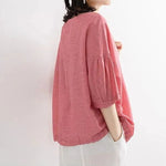 Chemise chauve-souris décontractée pour femme à encolure ronde