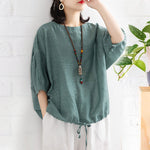 Chemise chauve-souris décontractée pour femme à encolure ronde