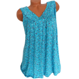 Débardeur d'été sans manches avec col en V et imprimé floral