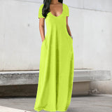 Robe sexy à col en V profond de couleur unie pour femmes