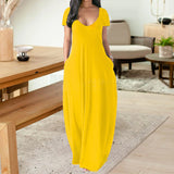 Robe sexy à col en V profond de couleur unie pour femmes