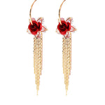 Boucles d'oreilles roses à franges élégantes et stylées