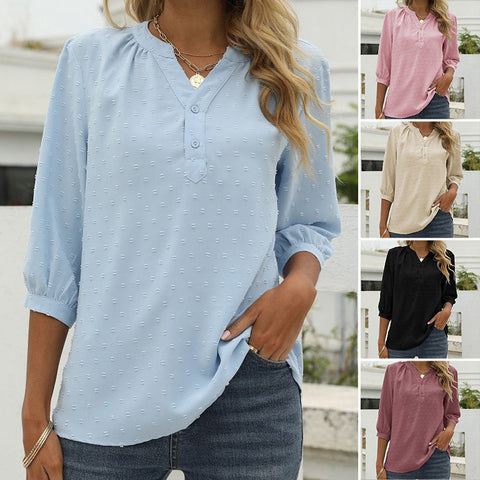 Chemise Á Col Montant Et Manches Mi-longues