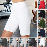 Pantalon de yoga plat à cinq points de couleur unie pour femmes