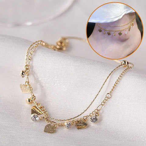 Bracelet de cheville incrusté de cristaux avec franges de diamants