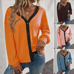 T-shirt Cardigan Gaufré à Manches Longues