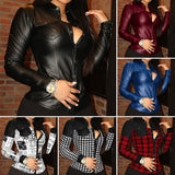 Chemise en Cuir PU à Boutons