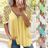 T-shirt zippé en dentelle élégante