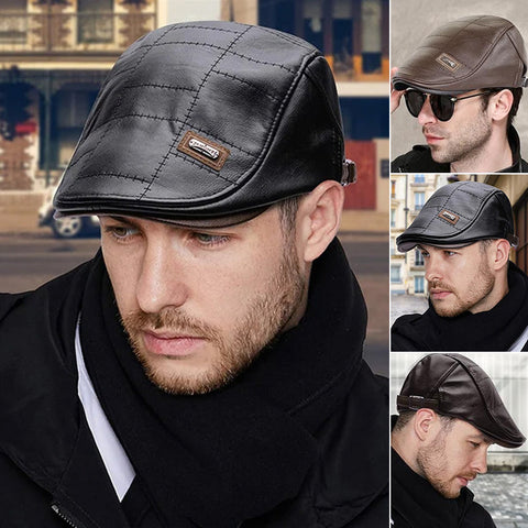 Nouveau Béret en Cuir Tendance