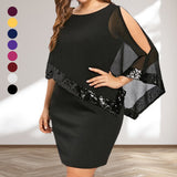 Robe à paillettes irrégulières de couleur unie