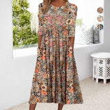 Robe de poche imprimée à col rond
