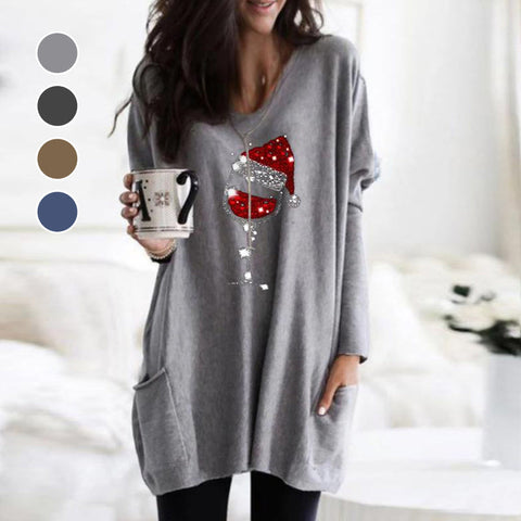 T-shirts femme verre à vin de Noël