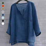 T-shirt Uni En Coton Et Lin