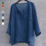 T-shirt Uni En Coton Et Lin