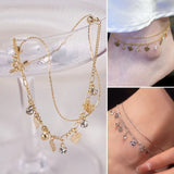 Bracelet de cheville incrusté de cristaux avec franges de diamants