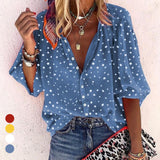 chemise à revers à pois