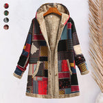 Veste pull à capuche en coton et lin imprimé