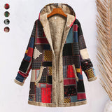 Veste pull à capuche en coton et lin imprimé