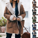 Veste en Peluche Épaisse à Revers