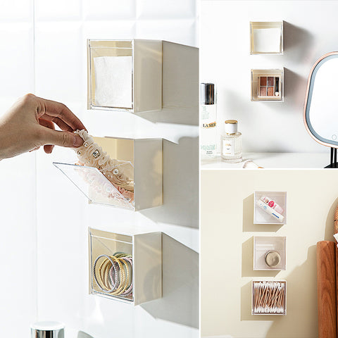Boîte de rangement transparente anti-poussière fixée au mur