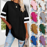 T-shirt Contrasté Á Col Ras Du Cou Et Coupe Décontractée