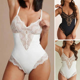 Combinaison Sexy à Col en V Profond en Dentelle