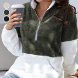 Veste en Peluche Zip Contrastée