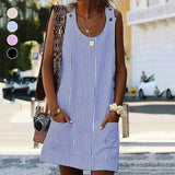 Mini-robe sans manches à rayures chic