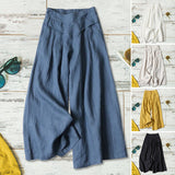 Jambe large décontractée en coton et lin pour femmes