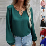 Chemise en mousseline de soie à manches longues de couleur unie