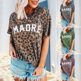 T-shirt tendance col rond imprimé léopard