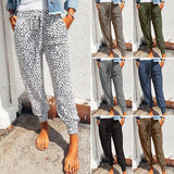 Pantalon décontracté ample à imprimé léopard pour femme