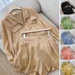 T-shirt et short boutonnés oversize deux pièces pour femme
