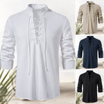 T-shirt homme en coton et lin avec cordon de serrage